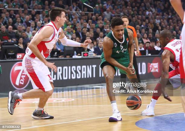 Axel Toupane, #6 of Zalgiris Kaunas in action during the 2017/2018 Turkish Airlines EuroLeague Regular Season Round 8 game between Zalgiris Kaunas...