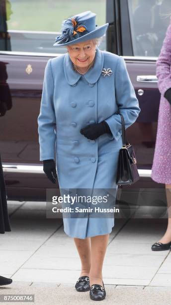 Queen Elizabeth II visits Hull University on November 16, 2017 in Kingston upon Hull, England.