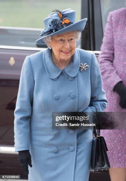 Queen Elizabeth II visits Hull University on November 16, 2017 in Kingston upon Hull, England.