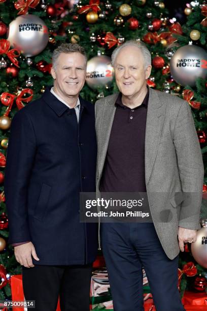 Actors Will Ferrell and John Lithgow arrive at the UK Premiere of 'Daddy's Home 2' at Vue West End on November 16, 2017 in London, England.