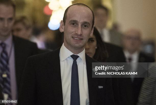 White House advisor Stephen Miller leaves the US Capitol after US President Donald Trump met with the House Republican Conference about tax reform in...