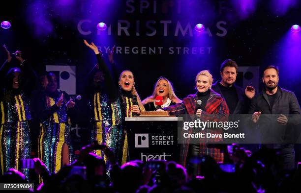 Paloma Faith, Emma Bunton, Grace Chatto, Michael Ball and Alfie Boe attend the Regent Street Christmas Lights switch on event with Heart FM on...