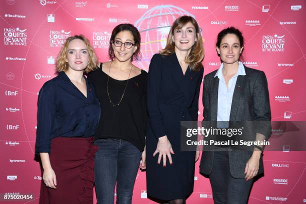 Coralie Russier, Mona Achache, Julie Gayet and Marie Gillain attend Paris Courts Devant : Opening Ceremony at Bibliotheque Nationale de France on...