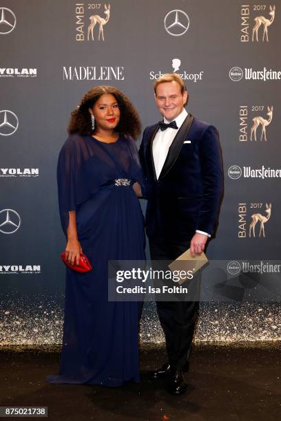 Nina Ganzberger and Devid Striesow arrive at the Bambi Awards 2017 at Stage Theater on November 16, 2017 in Berlin, Germany.