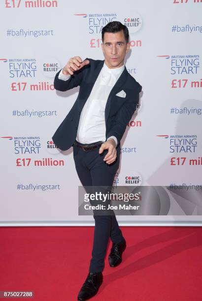 Russell Kane attends a British Airways event celebrating the airline raising GBP17 million for Comic Relief through its Flying Start Partnership at...