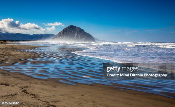 blue reflections and morro rock - california seascape stock pictures, royalty-free photos & images