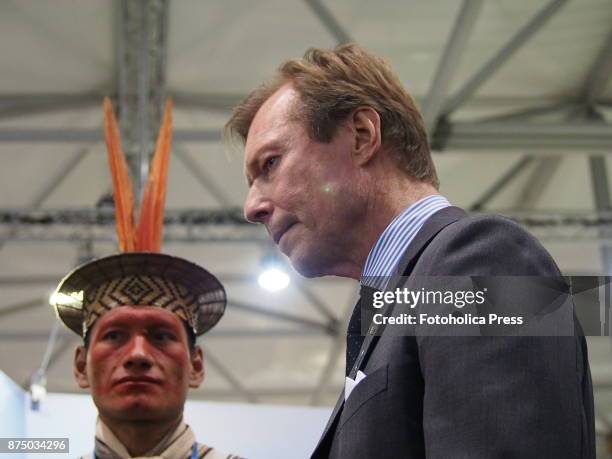 Henri, Grand Duke of Luxembourg, speaking with indigenous people from Peru at the United Nations Framework Convention on Climate Change - UNFCCC -...