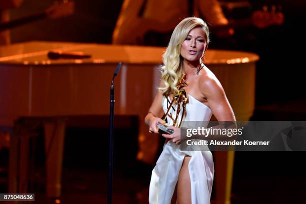 Music National' award winner Helene Fischer on stage during the Bambi Awards 2017 show at Stage Theater on November 16, 2017 in Berlin, Germany.