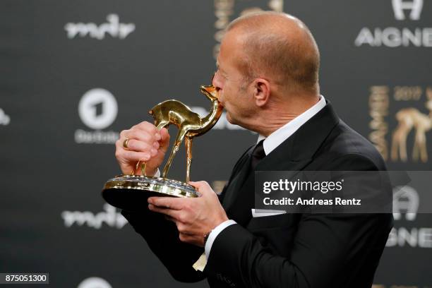 Actor National' award winner Heino Ferch at the Bambi Awards 2017 winners board at Stage Theater on November 16, 2017 in Berlin, Germany.