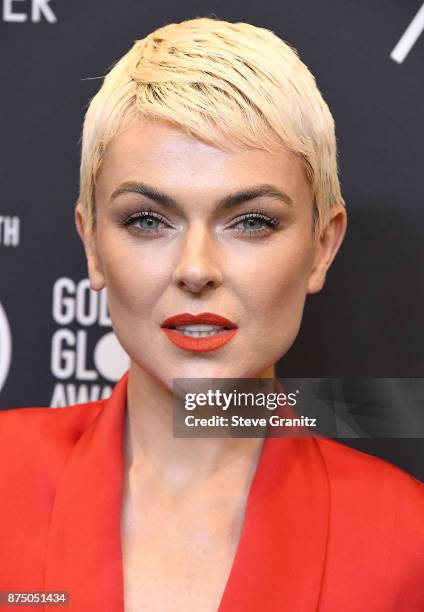 Serinda Swan arrives at the Hollywood Foreign Press Association And InStyle Celebrate The 75th Anniversary Of The Golden Globe Awards at Catch LA on...