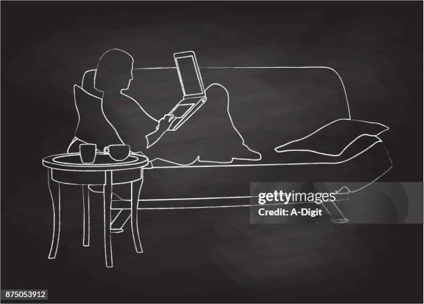 rest and relaxation time - laptop bed stock illustrations