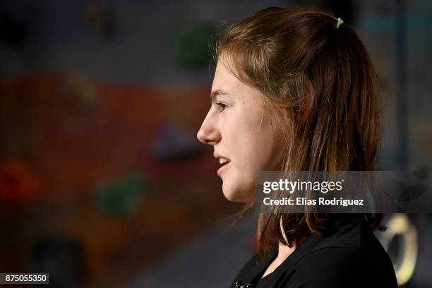 Sport climbing athlete Sarah Tetzlaff, who has been selected in the New Zealand Youth Olympic Games team, is seen at the Hangdog Climbing Centre on...