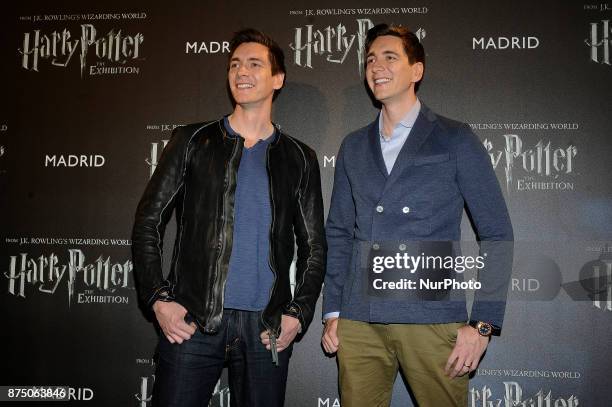 James and Oliver Phelps attend the 'HARRY POTTER: THE EXHIBITION' photocall at IFEMA in Madrid on Nov 16, 2017