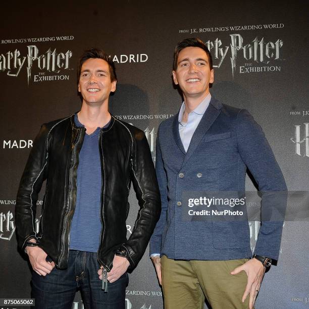 James and Oliver Phelps attend the 'HARRY POTTER: THE EXHIBITION' photocall at IFEMA in Madrid on Nov 16, 2017