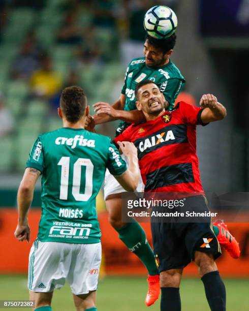 Luan Garcia of Palmeiras and Diego Souza of Sport Recife in action during the match between Palmeiras and Sport Recife for the Brasileirao Series A...