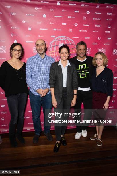 Mona Achache, Antoine Rein, Marie Gillain, Abel Jafri and Coralie Russier attend the Paris Courts Devant : Opening Ceremony at Bibliotheque Nationale...