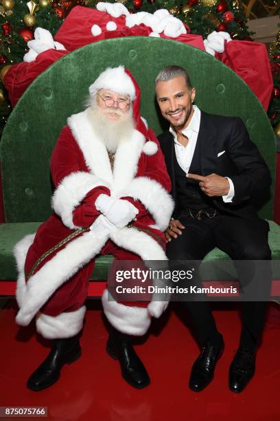 Jay Manuel takes a photo with Santa Claus during Jay Manuel Beauty, Grand Opening at Roosevelt Field Mall on November 16, 2017 in Garden City City.