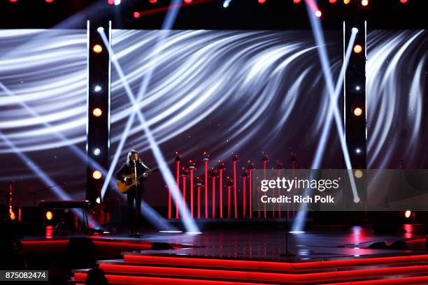 Tiago Iorc performs onstage at the Premiere Ceremony during the 18th Annual Latin Grammy Awards at the Mandalay Bay Convention Center on November 16,...