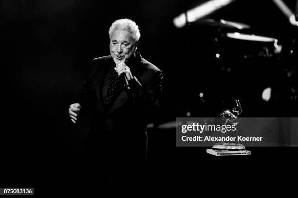 Legend' award winner Sir Tom Jones is seen on stage at the Bambi Awards 2017 show at Stage Theater on November 16, 2017 in Berlin, Germany.