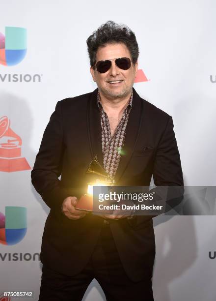 Andres Calamaro poses in the press room during The 18th Annual Latin Grammy Awards at MGM Grand Garden Arena on November 16, 2017 in Las Vegas,...