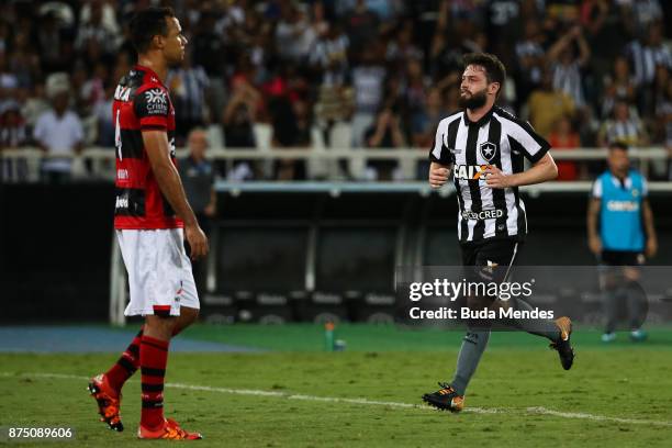 Joao Paulo of Botafogo celebrates a scored goal during a match between Botafogo and Atletico GO as part of Brasileirao Series A 2017 at Ilha do Urubu...