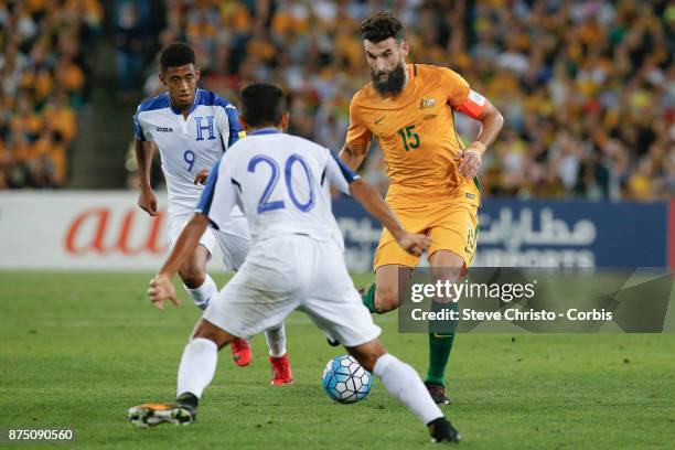 Mile Jedinak of the Australia dribbles the ball during the 2nd leg of the 2018 FIFA World Cup Qualifier between the Australia and Honduras at Stadium...