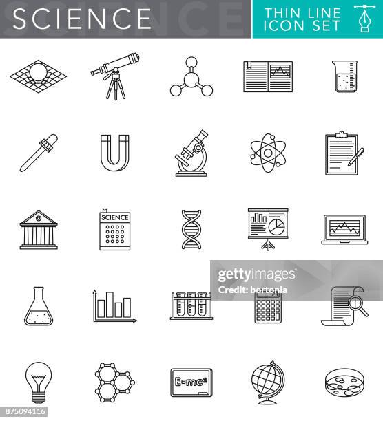 ilustraciones, imágenes clip art, dibujos animados e iconos de stock de ciencia y tecnología delgada línea icono situado en estilo de diseño plano - onda gravitacional
