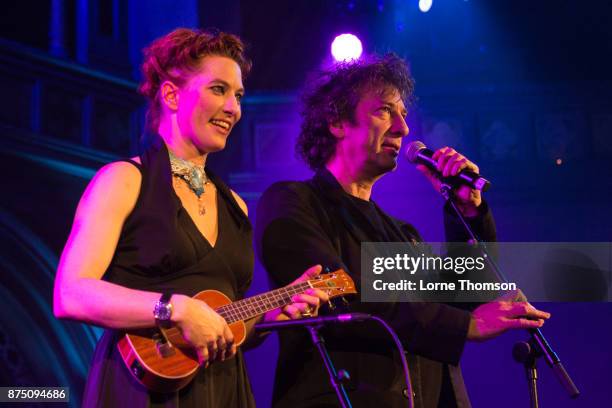 Amanda Palmer and Neil Gaiman perform at the Union Chapel on November 16, 2017 in London, England.