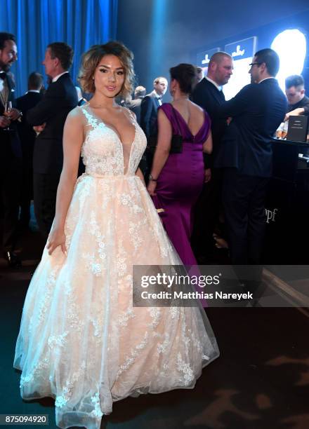 Shirin David poses at the Bambi Awards 2017 party at Atrium Tower on November 16, 2017 in Berlin, Germany.