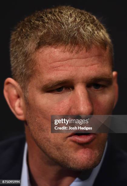 Daniel Kelly of Australia interacts with media during the UFC Ultimate Media Day at the Hilton Sydney Hotel on November 17, 2017 in Sydney, Australia.