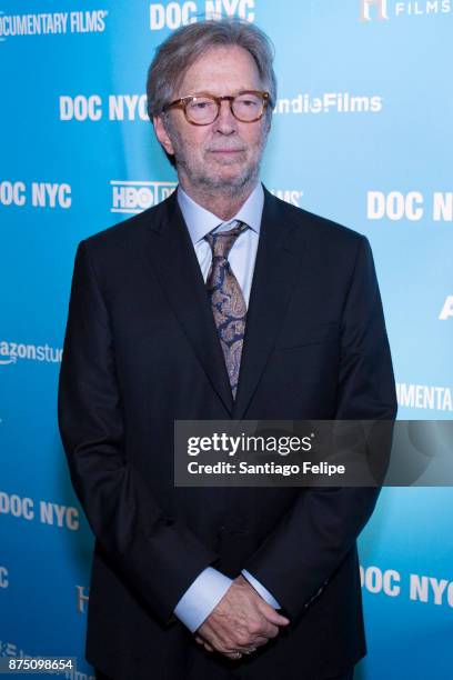 Eric Clapton attends the NYC Closing Night Screening of "Eric Clapton: Life In 12 Bars" at SVA Theatre on November 16, 2017 in New York City.