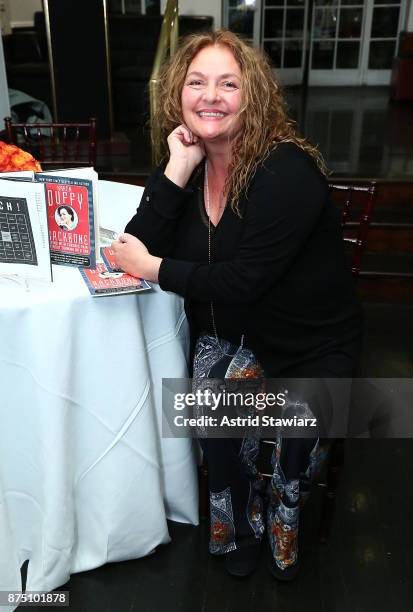 Aida Turturro attends "Backbone" By Karen "Duff" Duffy Book Launch Party at The Society Of Ilustrators on November 16, 2017 in New York City.