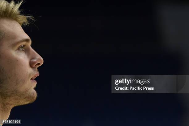 Luca Doncic, #4 of Real Madrid pictured during the Euroleague basketball match between Real Madrid and Unicaja Málaga played at WiZink center in...