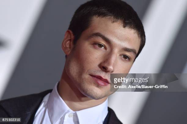 Actor Ezra Miller arrives at the premiere of Warner Bros. Pictures' 'Justice League' at Dolby Theatre on November 13, 2017 in Hollywood, California.