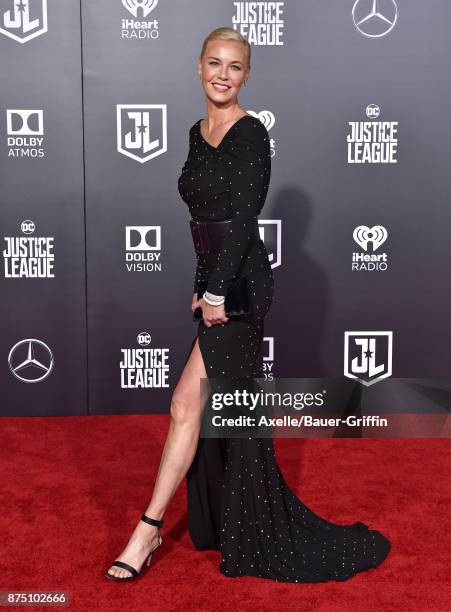 Actress Connie Nielsen arrives at the premiere of Warner Bros. Pictures' 'Justice League' at Dolby Theatre on November 13, 2017 in Hollywood,...