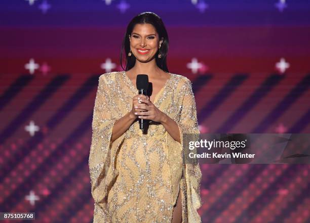 Host Roselyn Sanchez speaks onstage at the 18th Annual Latin Grammy Awards at MGM Grand Garden Arena on November 16, 2017 in Las Vegas, Nevada.