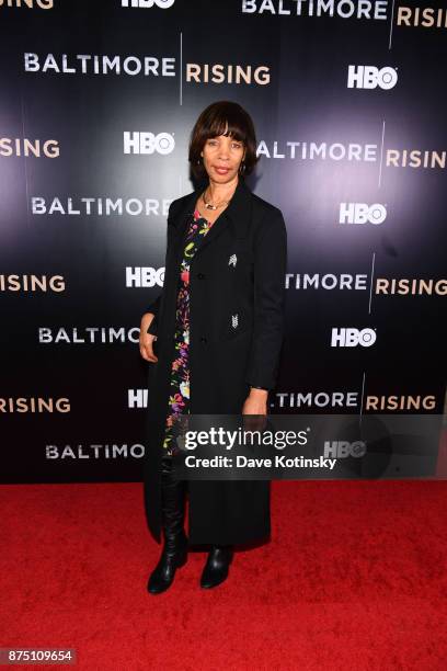 Baltimore Mayor Catherine E. Pugh speak at the premiere of HBO Documentary "Baltimore Rising" on November 16, 2017 in Baltimore, Maryland.