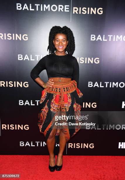 Adam Jackson and Makayla Gilliam-Price arrive at the premiere of HBO Documentary "Baltimore Rising" on November 16, 2017 in Baltimore, Maryland.