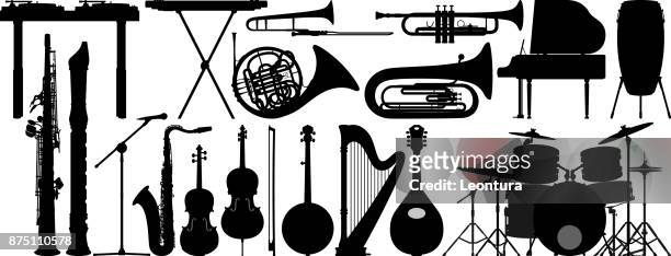stockillustraties, clipart, cartoons en iconen met muziekinstrumenten - trumpet
