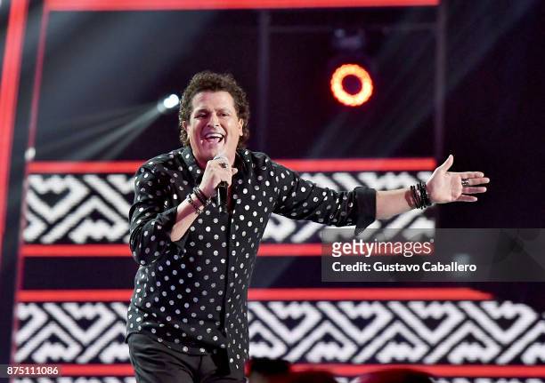 Carlos Vives performs onstage during The 18th Annual Latin Grammy Awards at MGM Grand Garden Arena on November 16, 2017 in Las Vegas, Nevada.