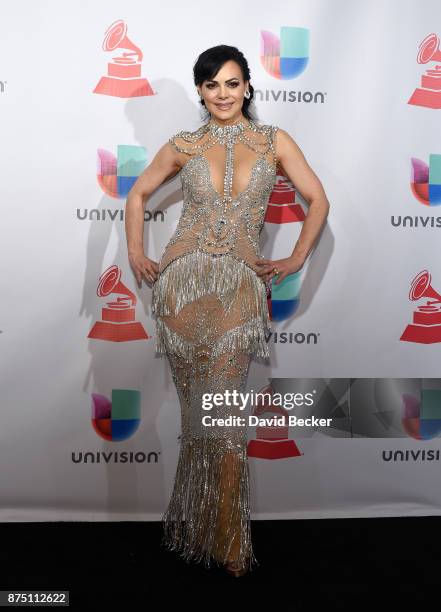 Maribel Guardia poses in the press room during The 18th Annual Latin Grammy Awards at MGM Grand Garden Arena on November 16, 2017 in Las Vegas,...