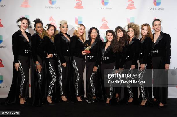 Music group Flor de Toloache poses in the press room during The 18th Annual Latin Grammy Awards at MGM Grand Garden Arena on November 16, 2017 in Las...
