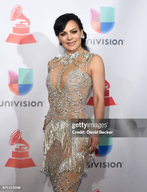Maribel Guardia poses in the press room during The 18th Annual Latin Grammy Awards at MGM Grand Garden Arena on November 16, 2017 in Las Vegas,...