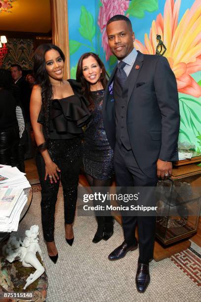 Angela Simmons, Wendy Diamond and A. J. Calloway attend the 2017 Women's Entrepreneurship Day - VIP Honoree & Speaker Dinner Reception on November...