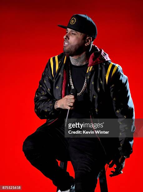 Nicky Jam performs onstage at the 18th Annual Latin Grammy Awards at MGM Grand Garden Arena on November 16, 2017 in Las Vegas, Nevada.