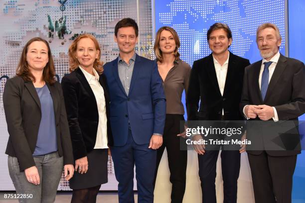 Bettina Schoen, Patricia Schlesinger, Sascha Hingst, Jessy Wellmer, Jan Schulte-Kellinghaus and Christoph Singelnstein during the 'ARD...