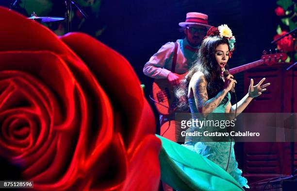 Mon Laferte performs onstage during The 18th Annual Latin Grammy Awards at MGM Grand Garden Arena on November 16, 2017 in Las Vegas, Nevada.