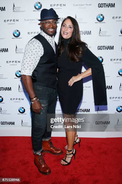 Actor Taye Diggs and Gotham Magazine publisher Lynn Scotti Kassar attend the Gotham Men's Issue Celebration at the BMW of Manhattan Showroom on...