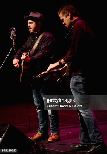 Trey Hensley and Rob Ickes open for David Grisman and Tommy Emmanuel at Sandler Center For The Performing Arts on November 16, 2017 in Virginia...