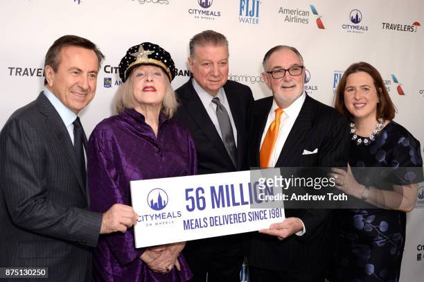 Daniel Boulud, Gael Greene, Nick Valenti, Bob Grimes, and Beth Shapiro attend the 31st Annual Citymeals on Wheels Power Lunch for Women at The...